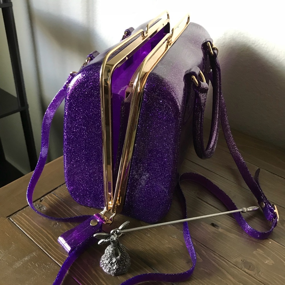 π₯Last Oneπ₯Purple Sparkle Jelly Satchel - Picture 2 of 5